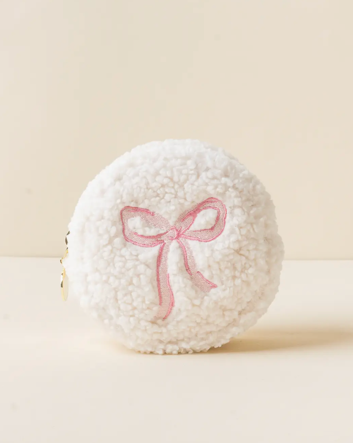 Circle Teddy Pouch Pink Bow