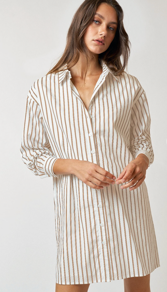 Stripe Collared Shirt Dress