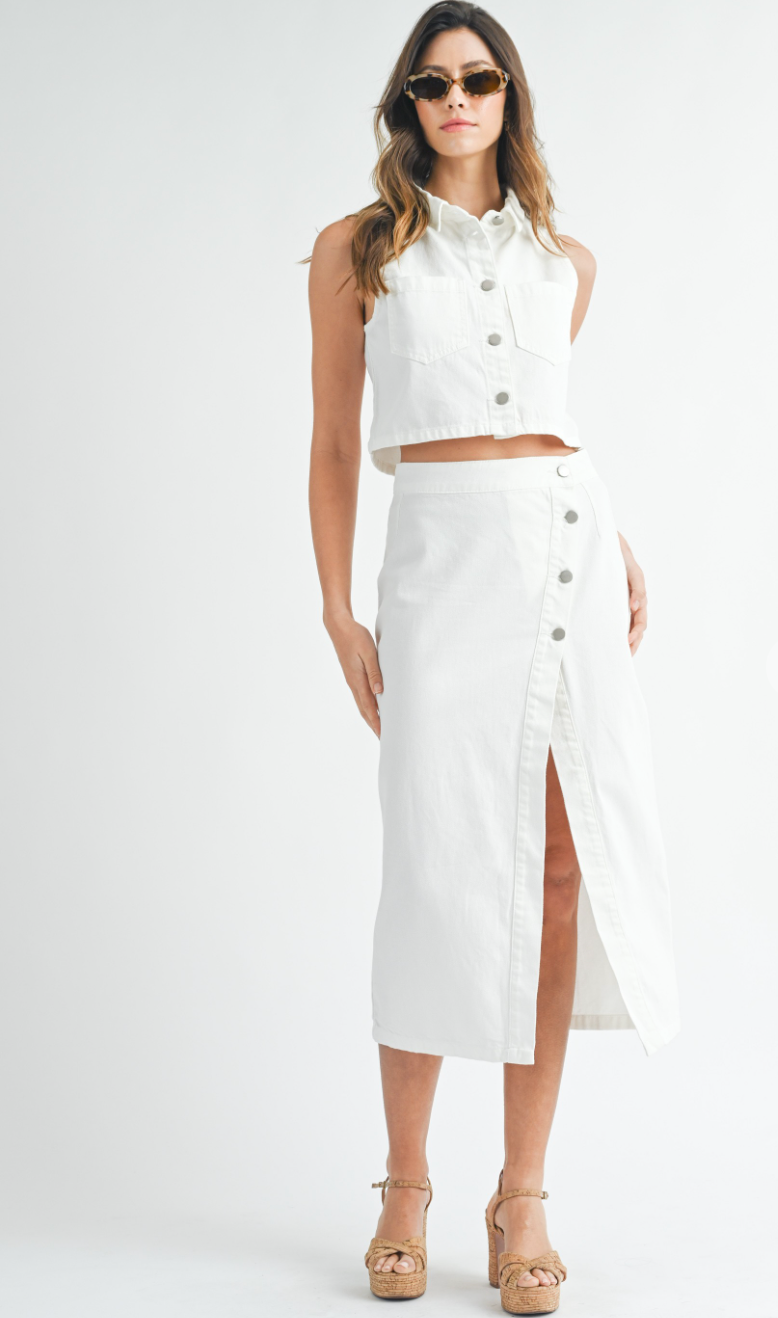 White Denim Tank & Skirt Set of 2