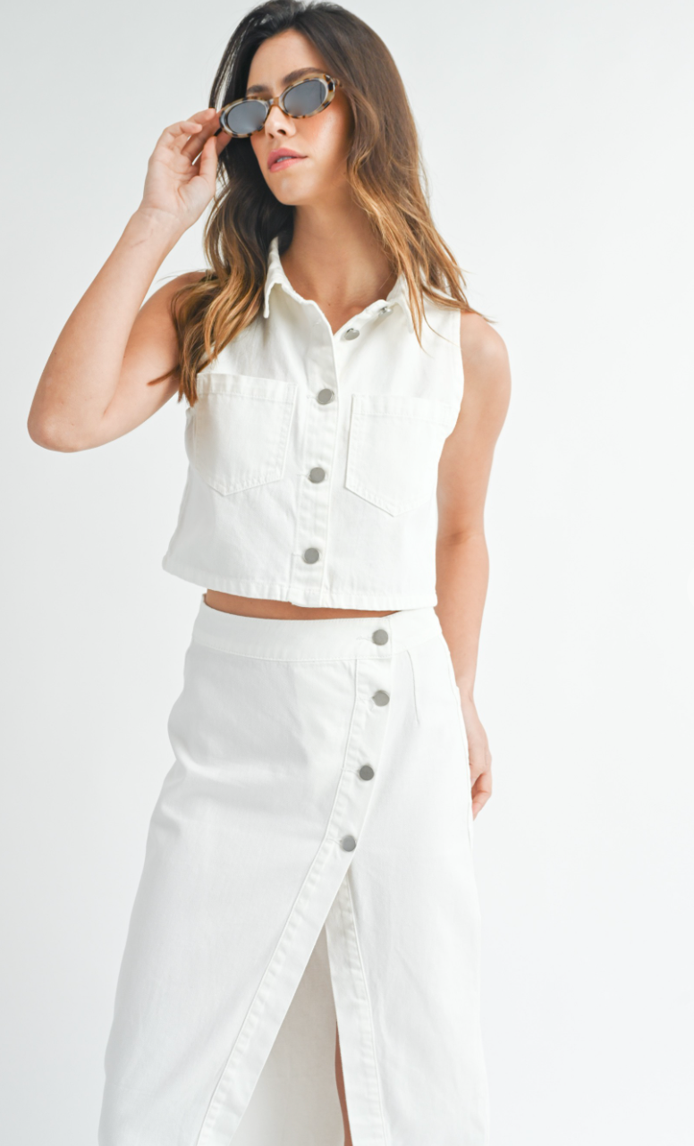 White Denim Tank & Skirt Set of 2