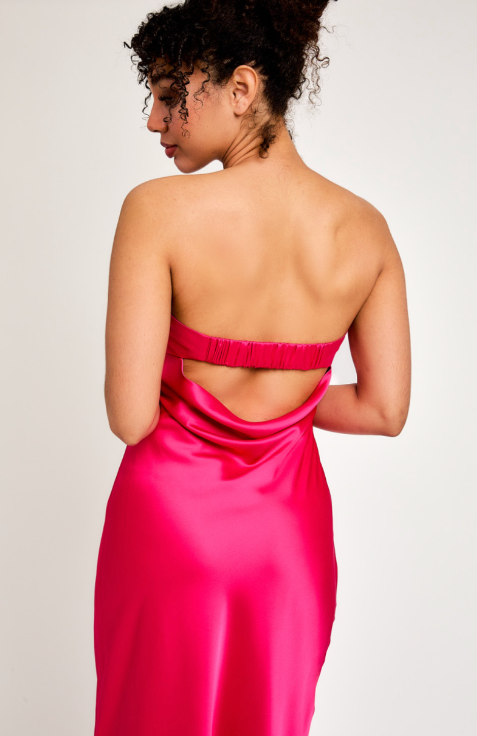 Strapless Satin Maxi Dress Pink