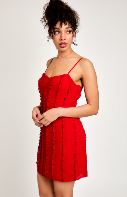 Lauren Ruffles Red Dress