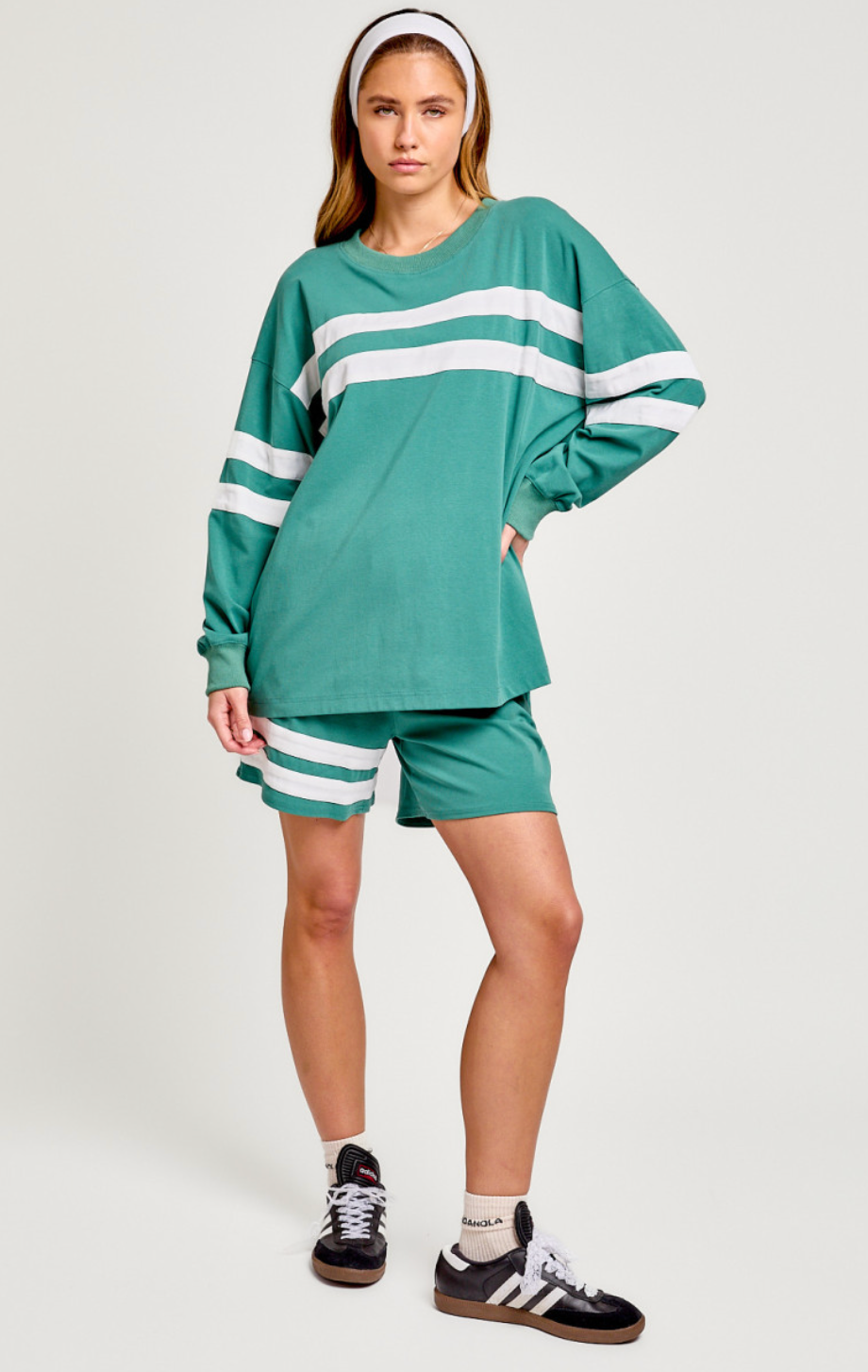 Athletic Stripe Sweatshirt & Shorts Set of 2