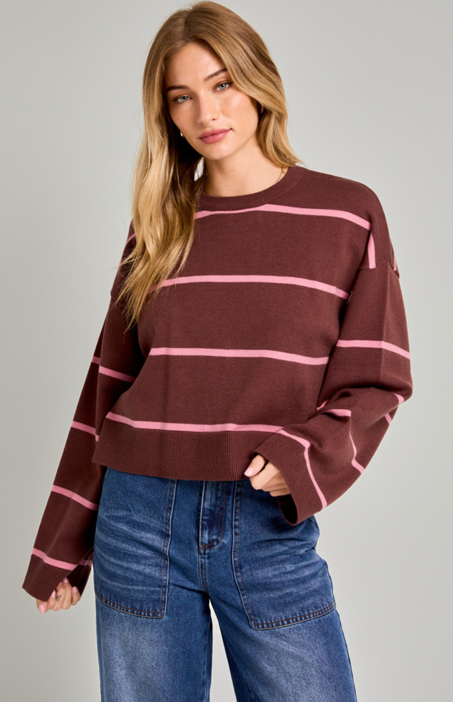 Bekkah Stripe Sweater Brown/Pink