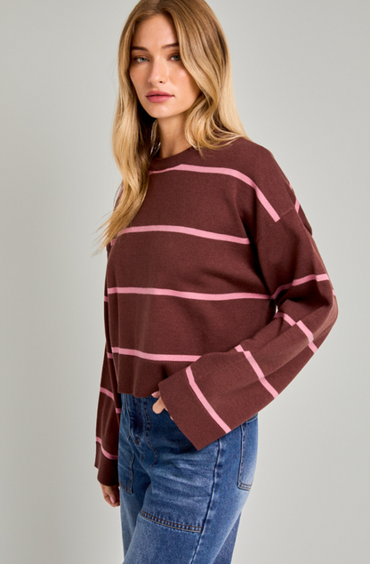 Bekkah Stripe Sweater Brown/Pink