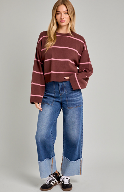 Bekkah Stripe Sweater Brown/Pink