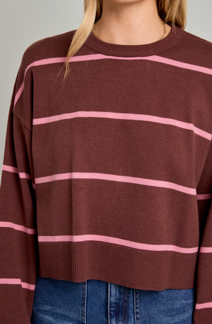 Bekkah Stripe Sweater Brown/Pink