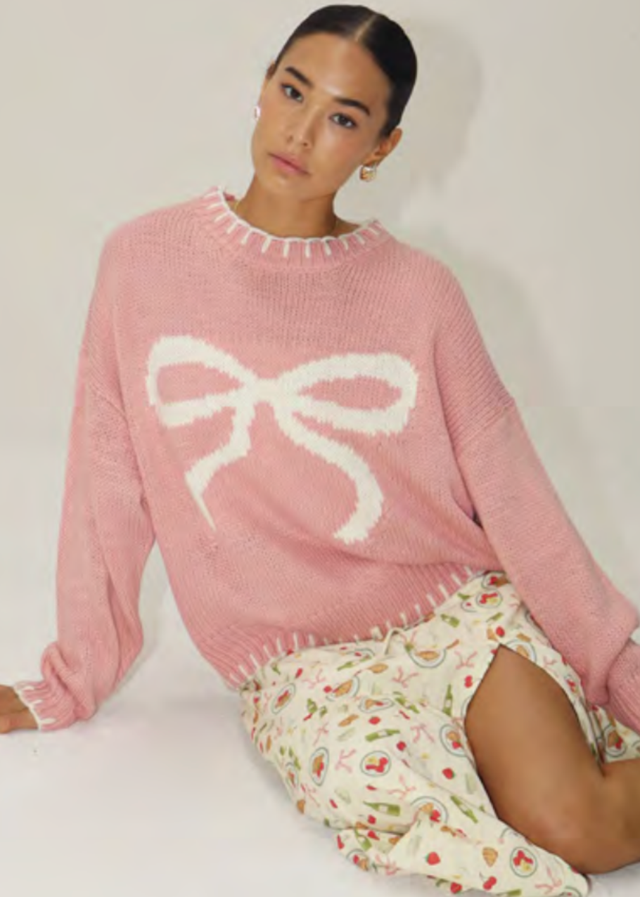 Perfect Bow Sweater Pink/White