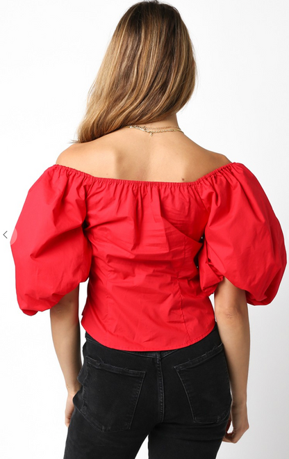 Bonnie Puff Sleeve Top Red