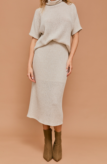 Turtleneck & Midi Skirt Set of 2