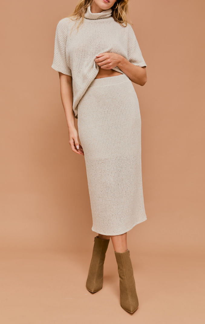 Turtleneck & Midi Skirt Set of 2