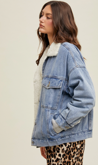 Denim Sherpa Lined Jacket