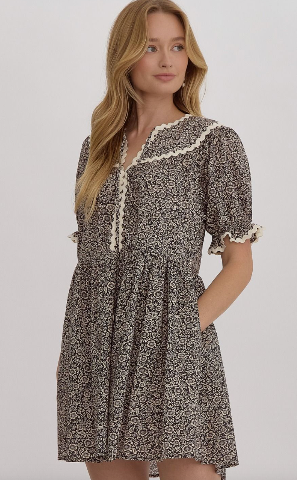 Delaney Scalloped Edge Dress