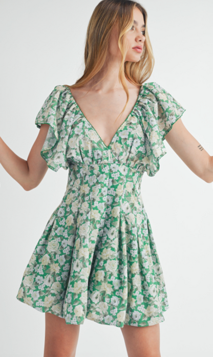 Celine Floral Dress Green