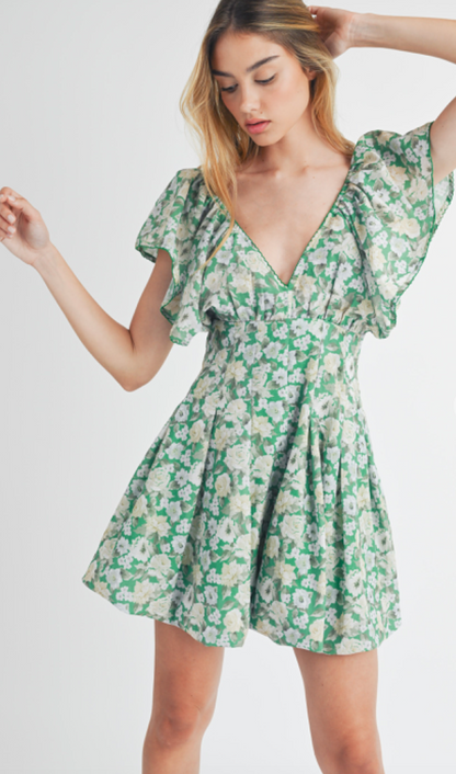 Celine Floral Dress Green