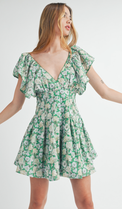 Celine Floral Dress Green