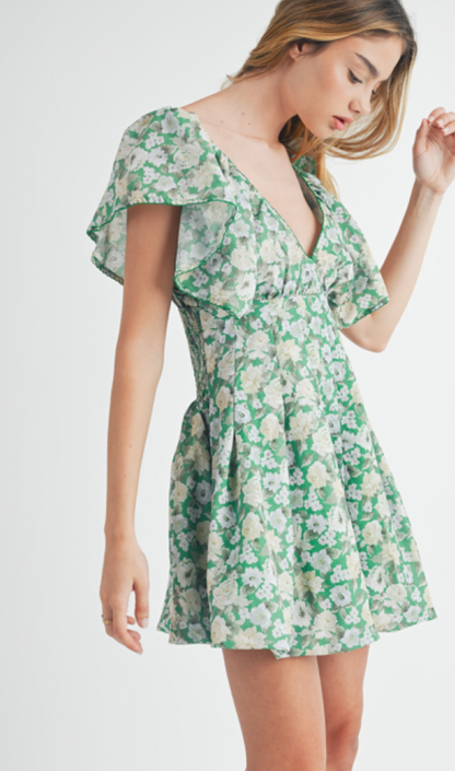 Celine Floral Dress Green