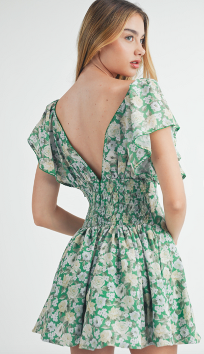 Celine Floral Dress Green