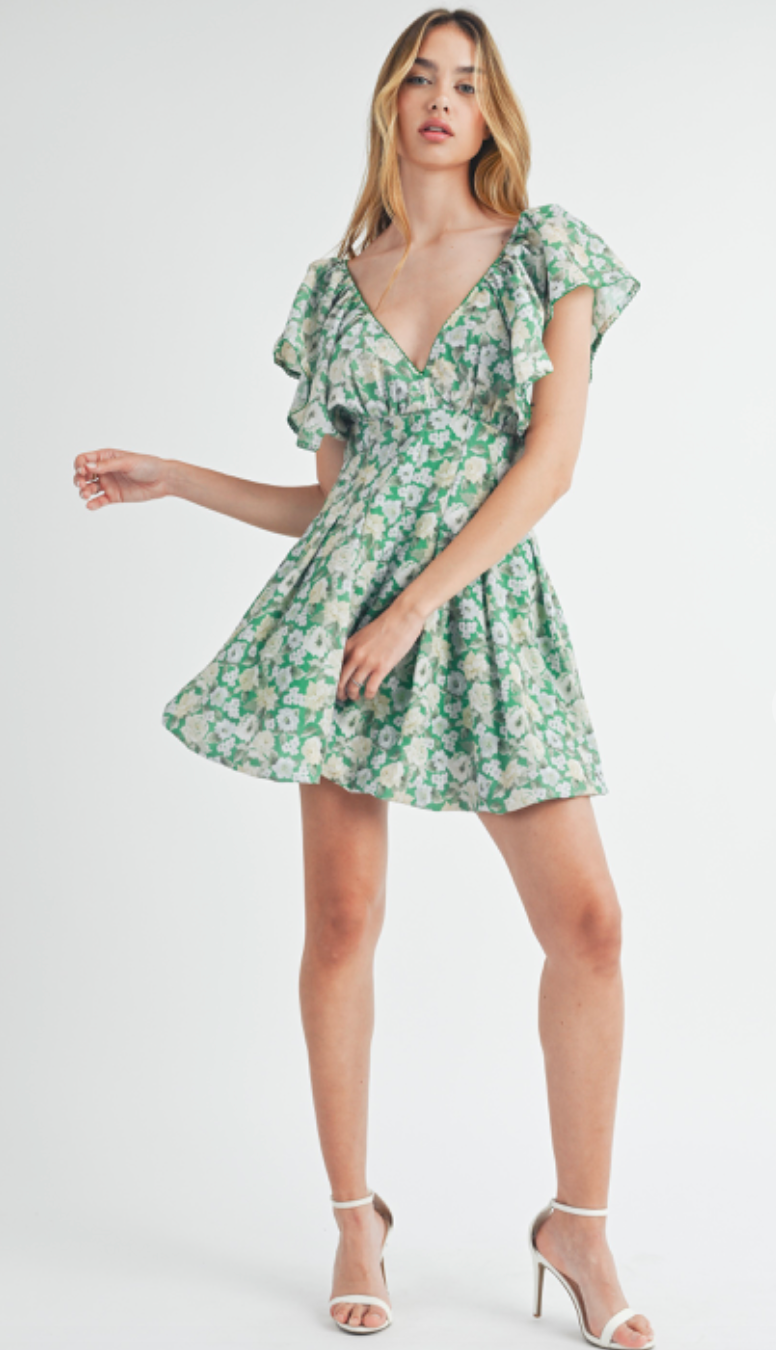 Celine Floral Dress Green