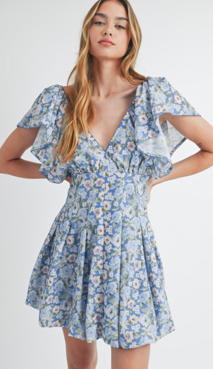 Celine Floral Dress Blue