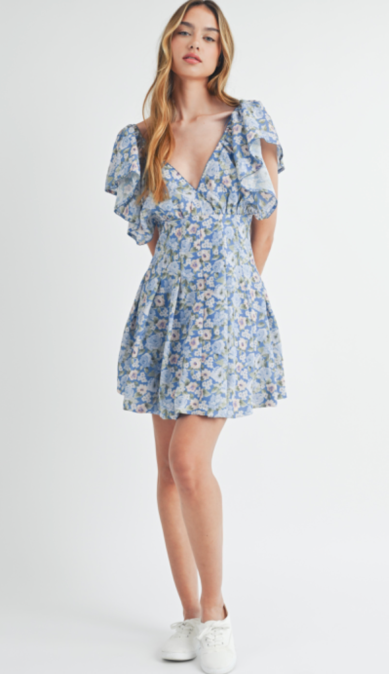 Celine Floral Dress Blue