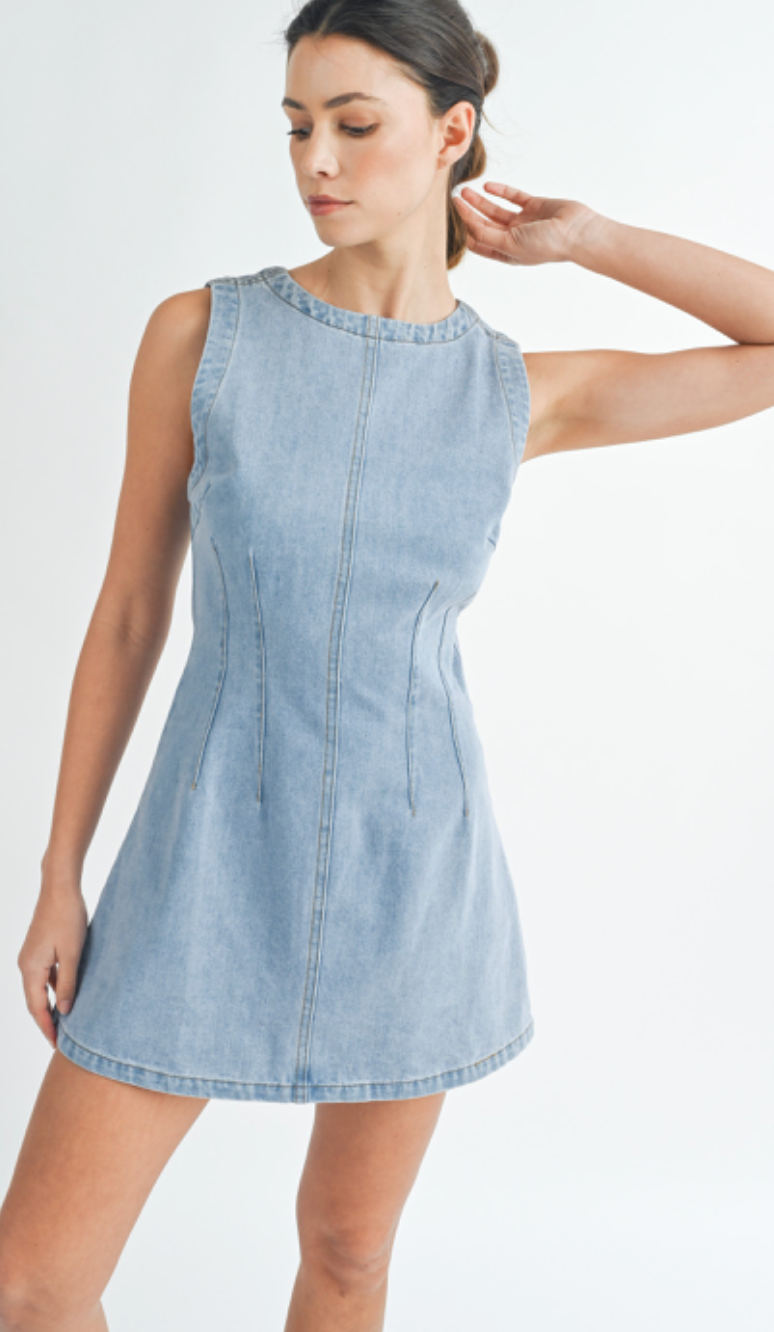 Sleeveless Light Denim Dress