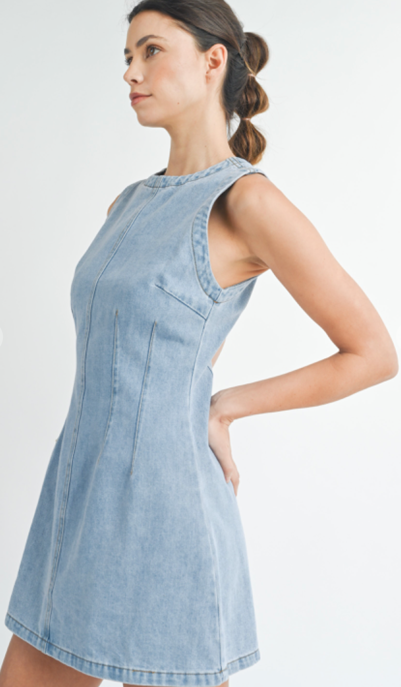 Sleeveless Light Denim Dress