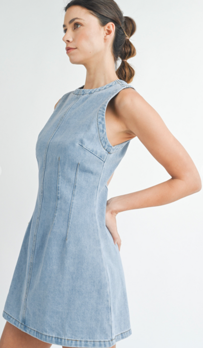 Sleeveless Light Denim Dress