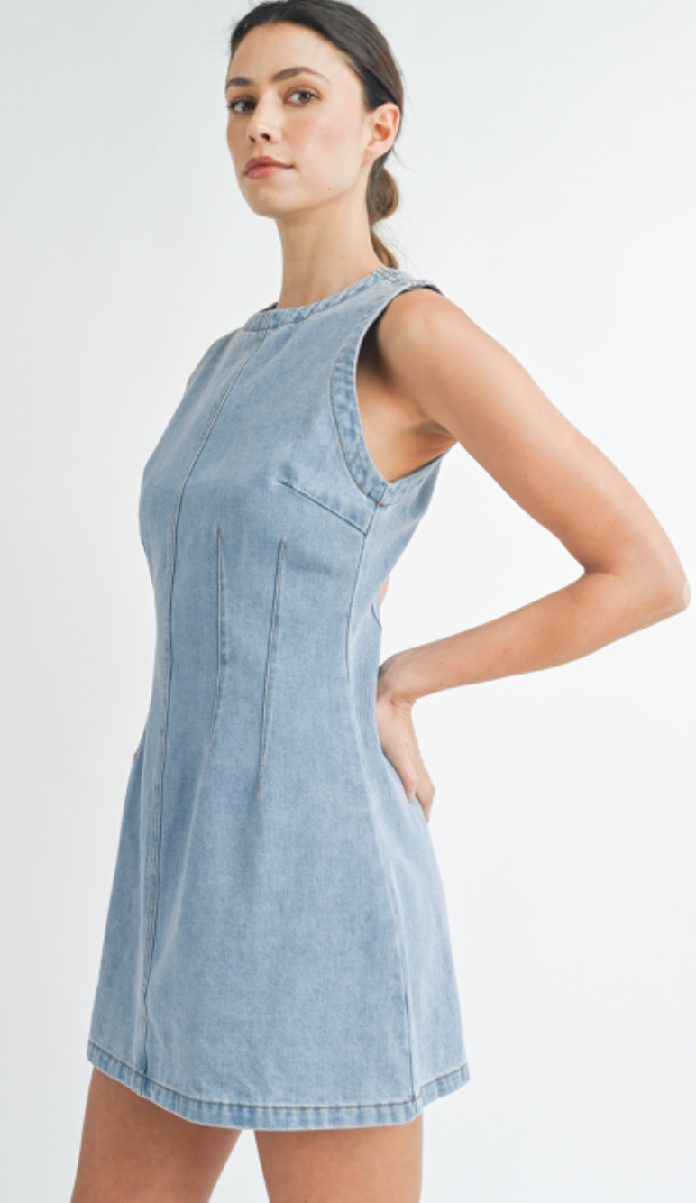 Sleeveless Light Denim Dress