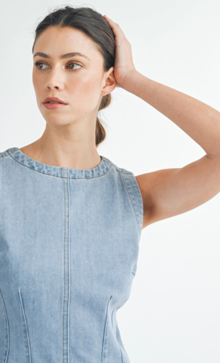 Sleeveless Light Denim Dress