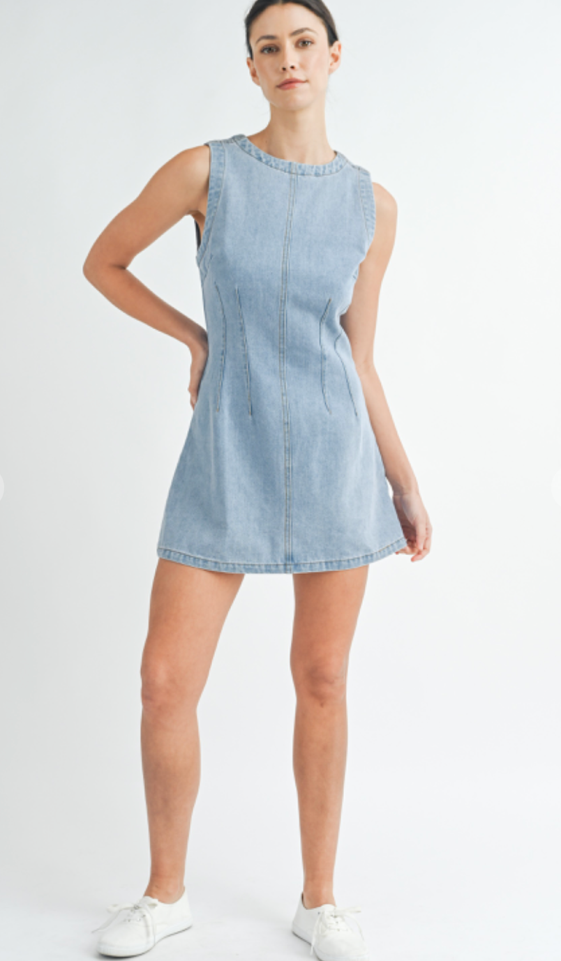 Sleeveless Light Denim Dress