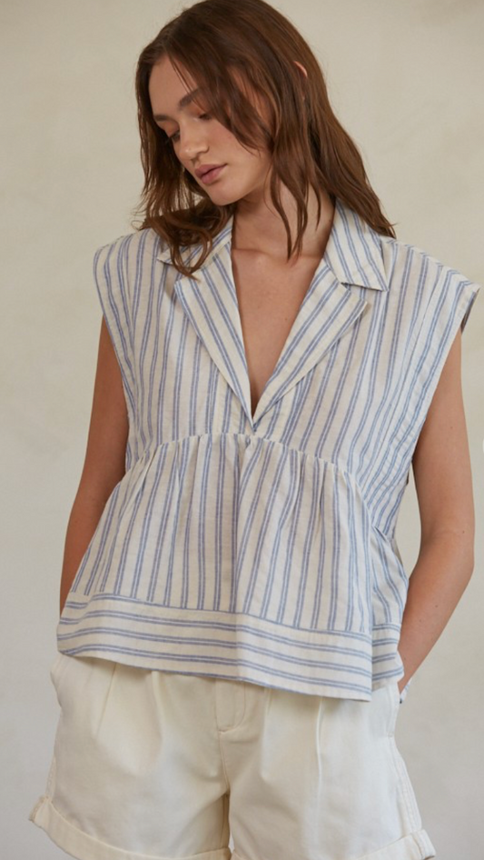 Blue Stripe Peplum Top