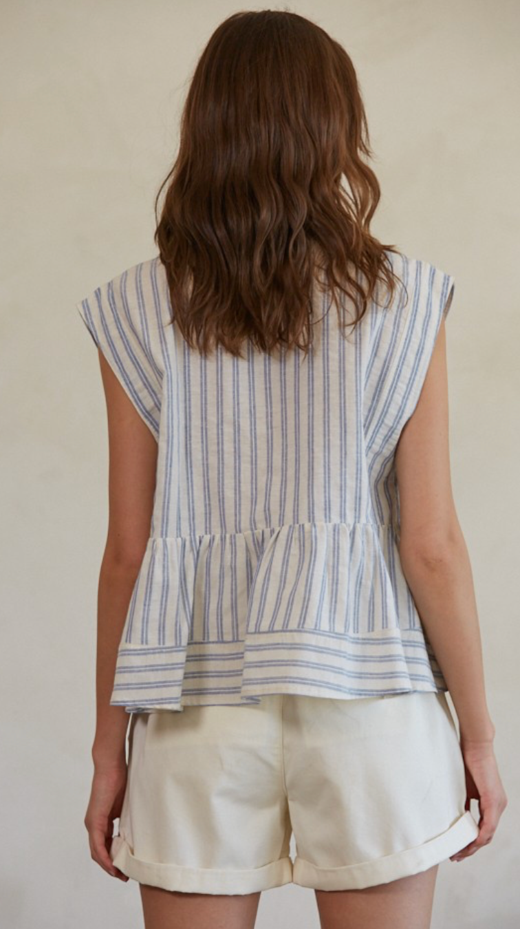 Blue Stripe Peplum Top