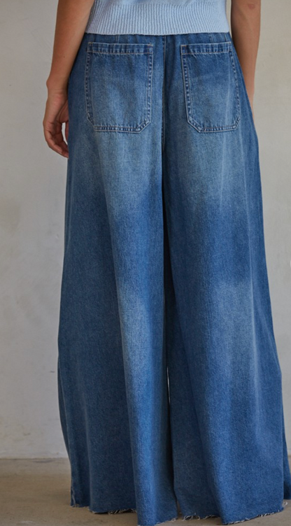 Dark Denim Elastic Pants