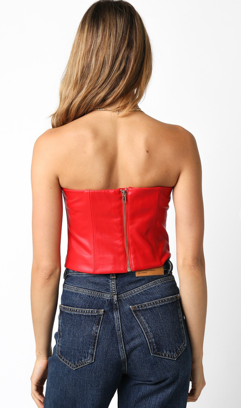 Pleather Tube Top Red