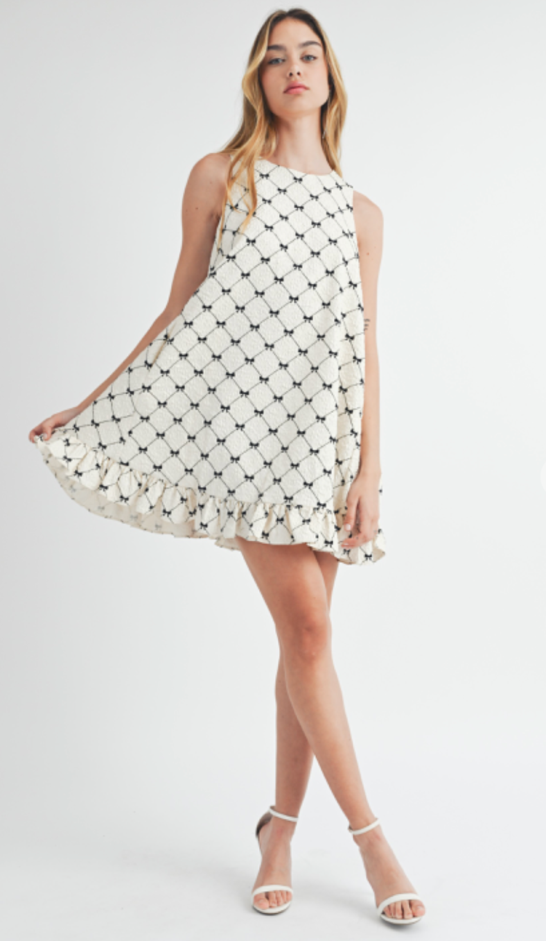 Blow Flocking Ruffle Hem Dress