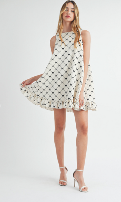 Blow Flocking Ruffle Hem Dress