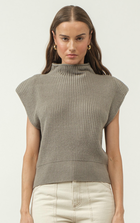 Sage Power Shoulder Sweater