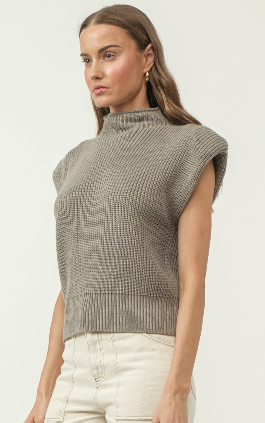 Sage Power Shoulder Sweater