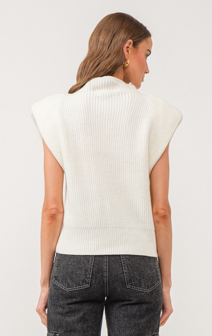 White Power Shoulder Sweater