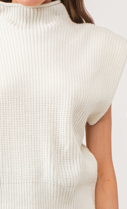 White Power Shoulder Sweater