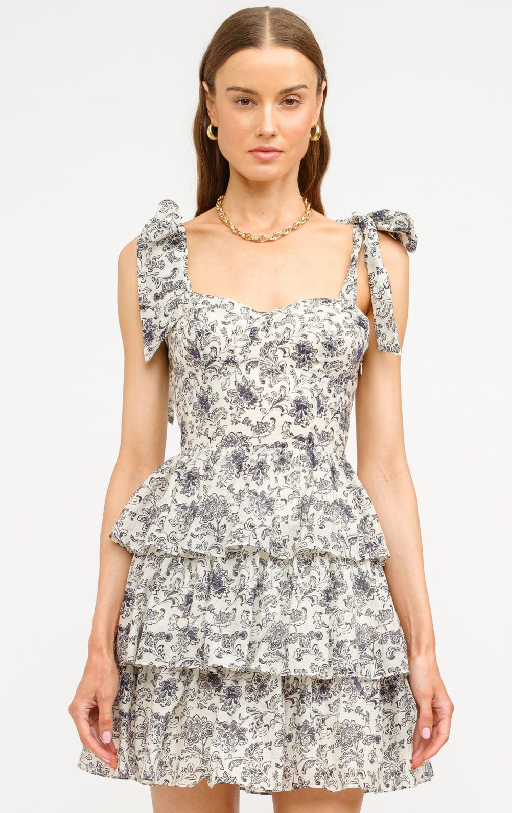 Mirabella Tie Shoulder Ruffle Dress