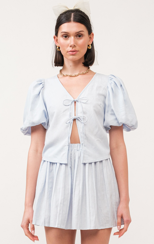 Aria Blue Tie Blouse