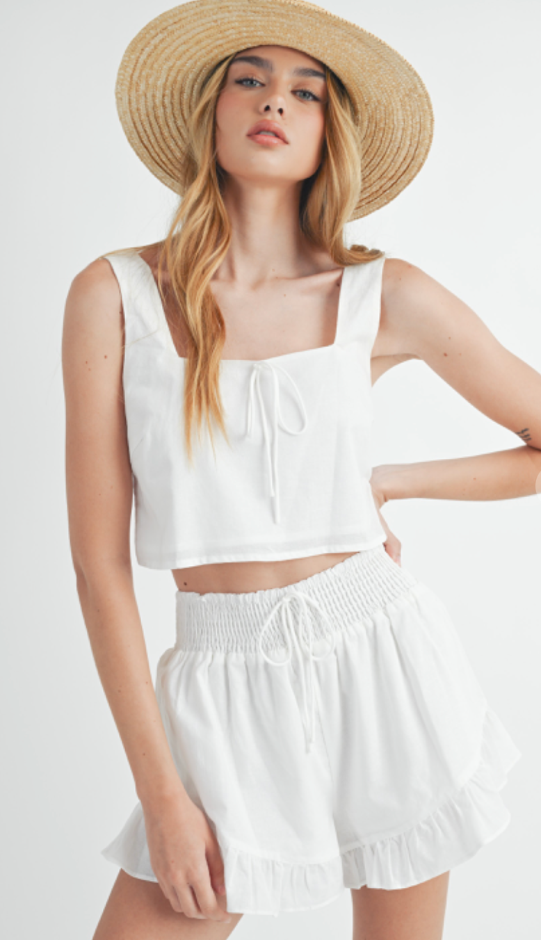 White Crop Top & Shorts Set of 2