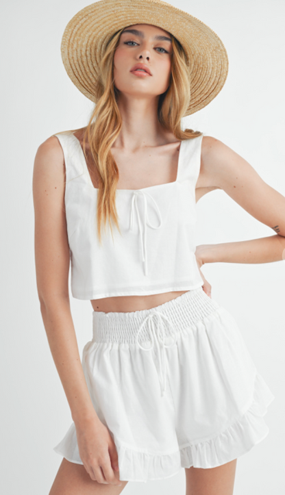 White Crop Top & Shorts Set of 2