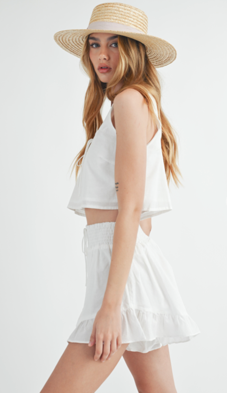 White Crop Top & Shorts Set of 2