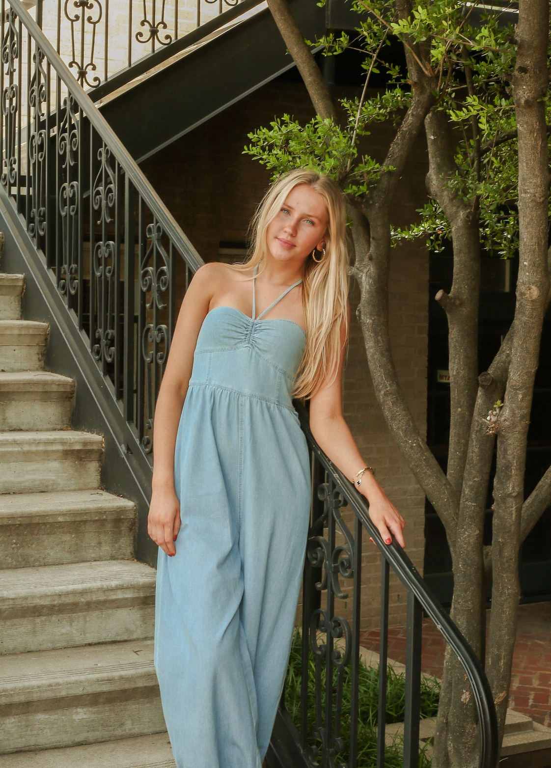 Chambray Halter Neck Jumpsuit