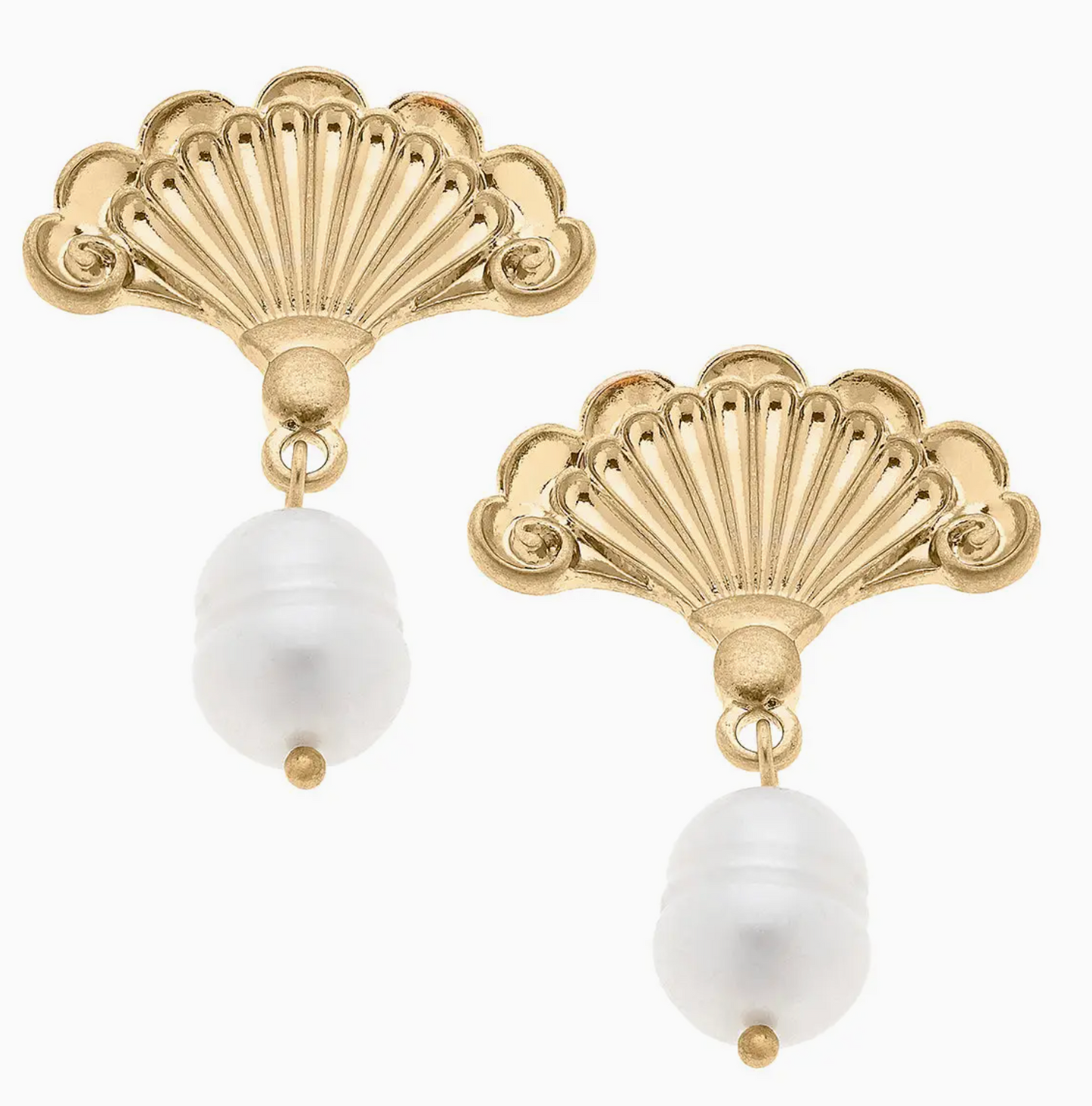 Fan Pearl Drop Earrings