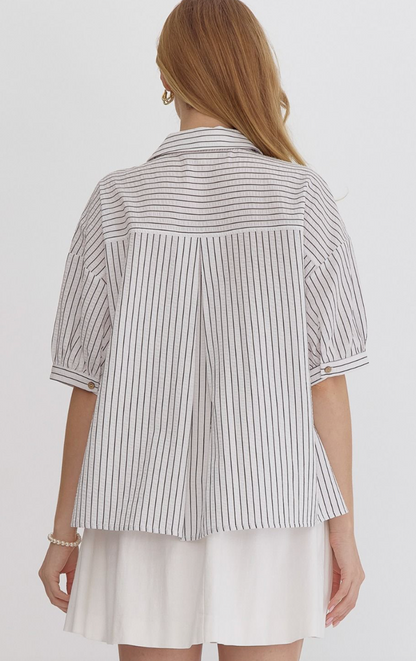 Textured Stripe Blouse White