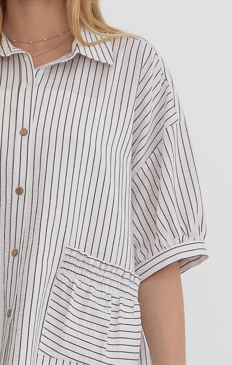 Textured Stripe Blouse White